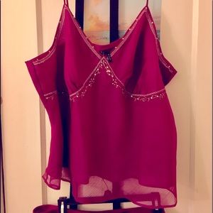 New - Two-piece, burgundy sleeveless top and skirt